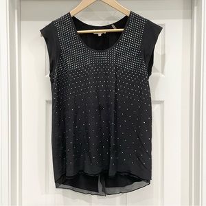 Rebecca Taylor Black Silk Studded Sleeveless Blouse Top